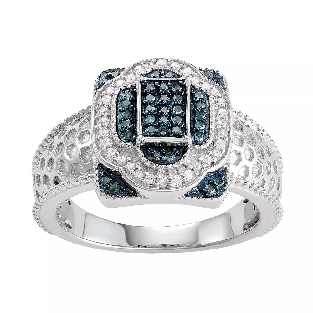 Jewelexcess Sterling Silver 1/4 C.T. Blue & White Diamond Layering Ring, Women's, Size: 8, Silvertone Product Image