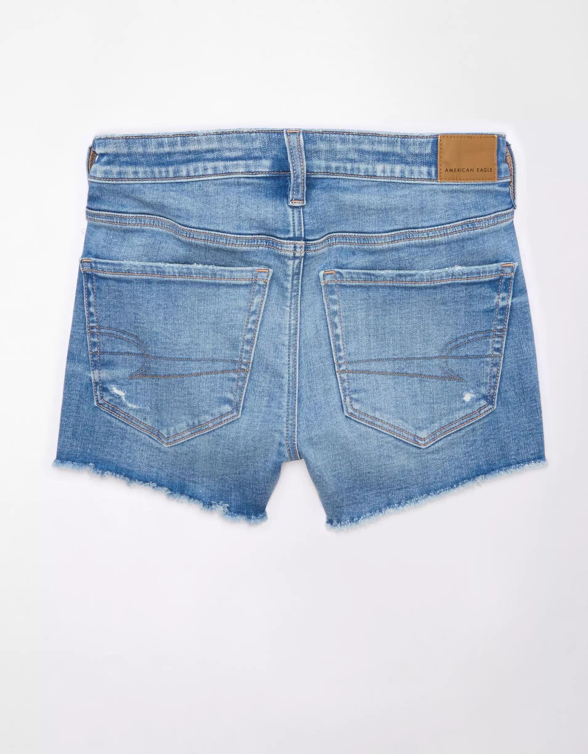 AE Next Level High-Waisted Ripped Denim Short Short Product Image