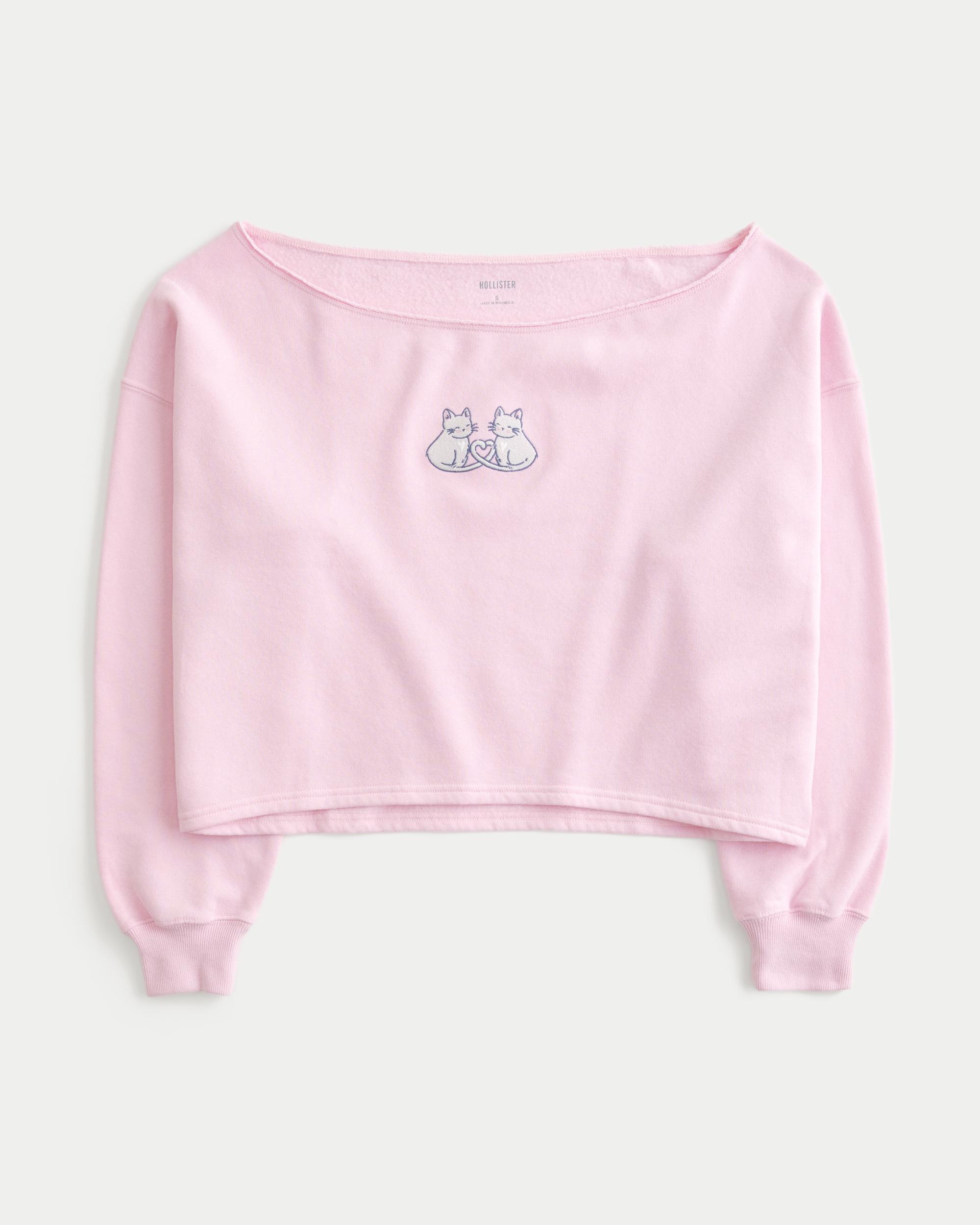 Easy Graphic Double Off-the-Shoulder Sweatshirt Product Image