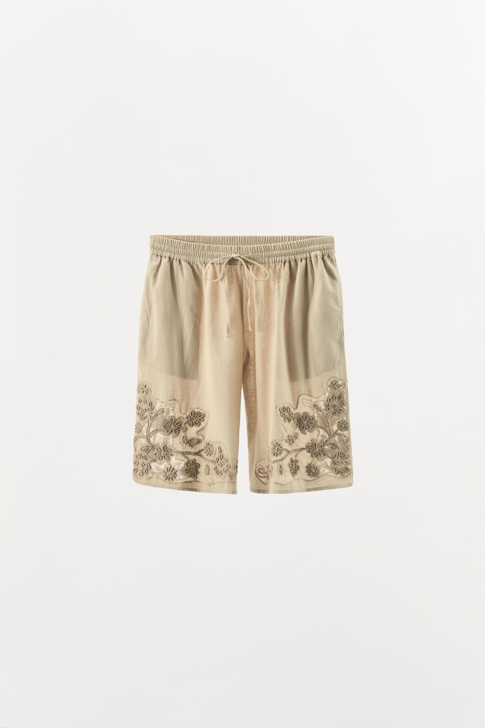 BEADED EMBROIDERED BERMUDA SHORTS Product Image
