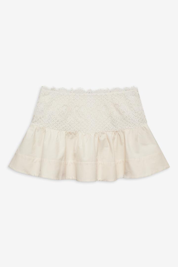 Doily Lace Mini Skirt — Cream Product Image