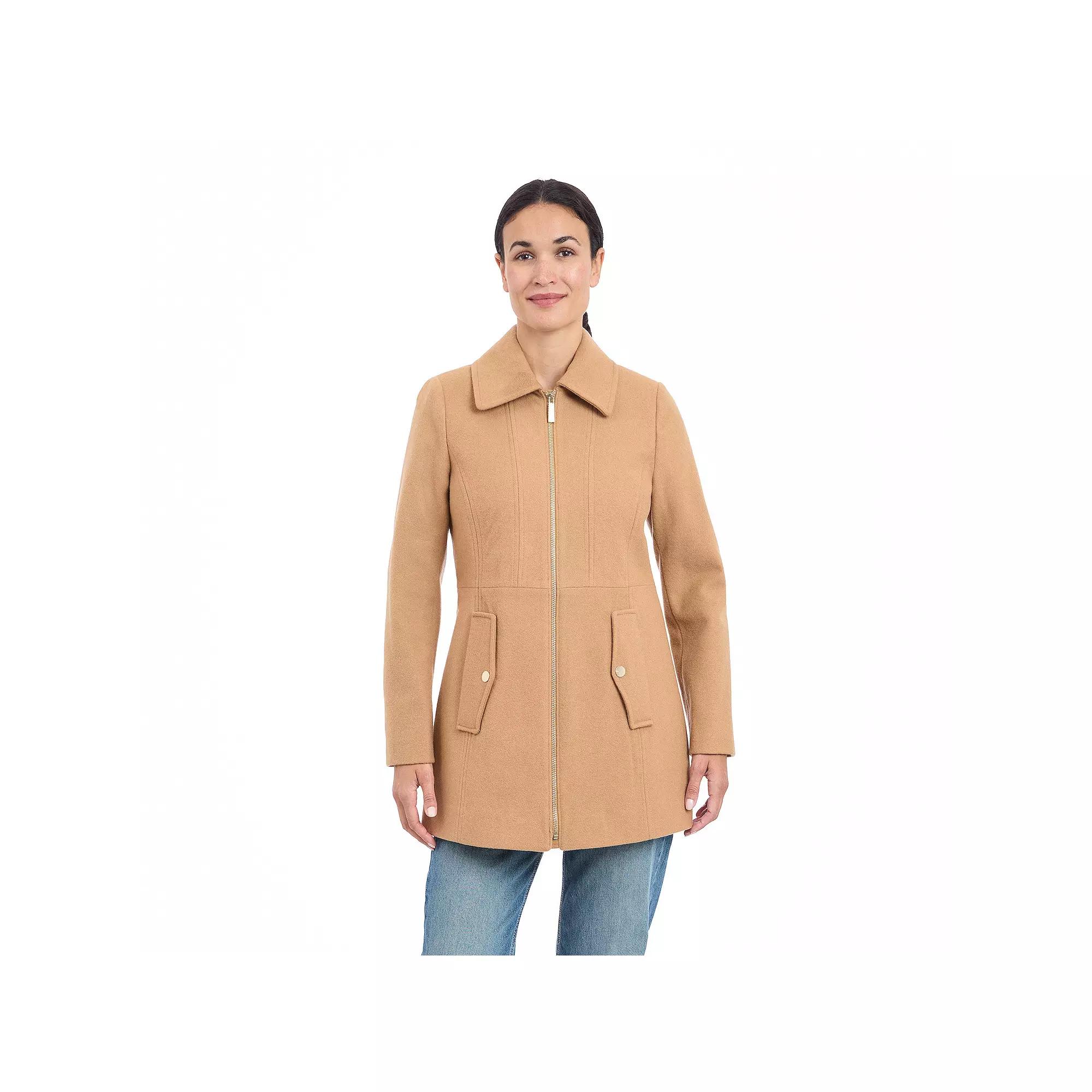 Women's London Fog Zip Front Wool Coat, Size: XL, Camel Product Image