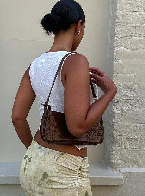 Peta & Jain Piper Bag Chocolate Croc Product Image