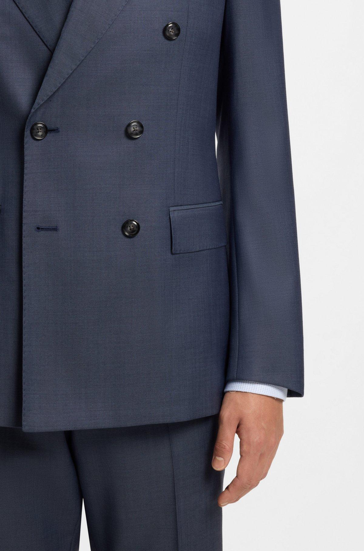 Two-piece slim-fit suit in patterned virgin wool Product Image