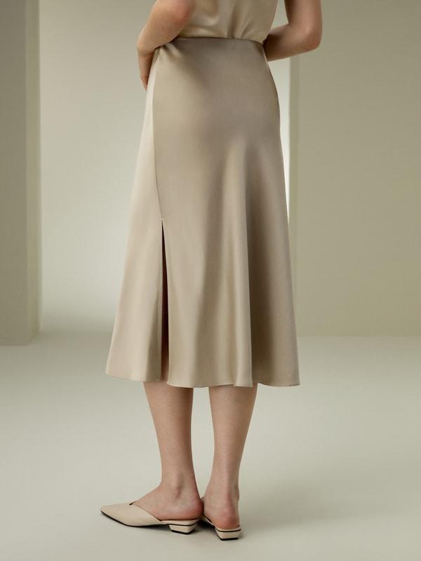Bias-cut Silk Midi Skirt Product Image