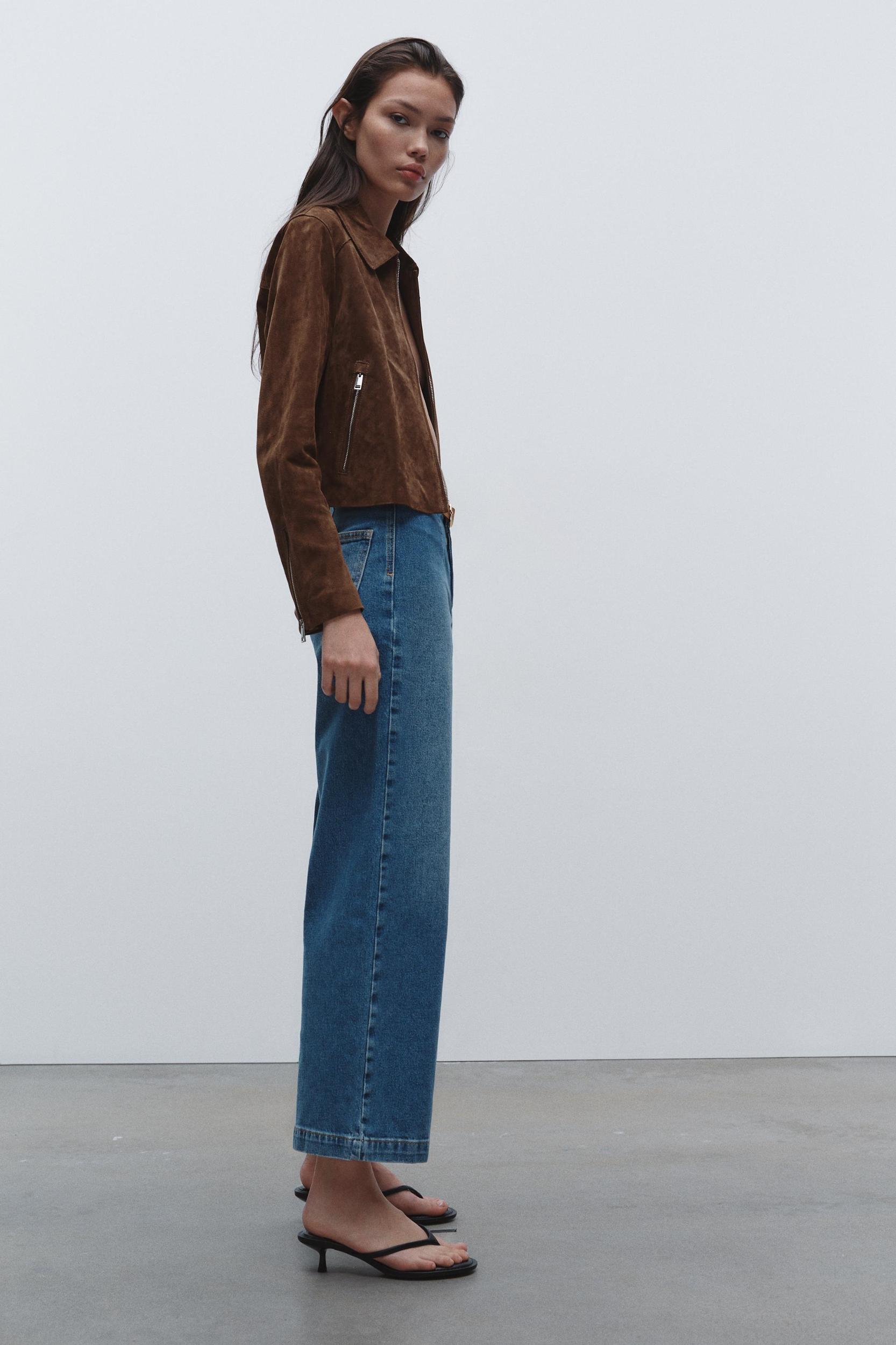 Z1975 BELTED HIGH RISE CROPPED WIDE LEG JEANS Product Image