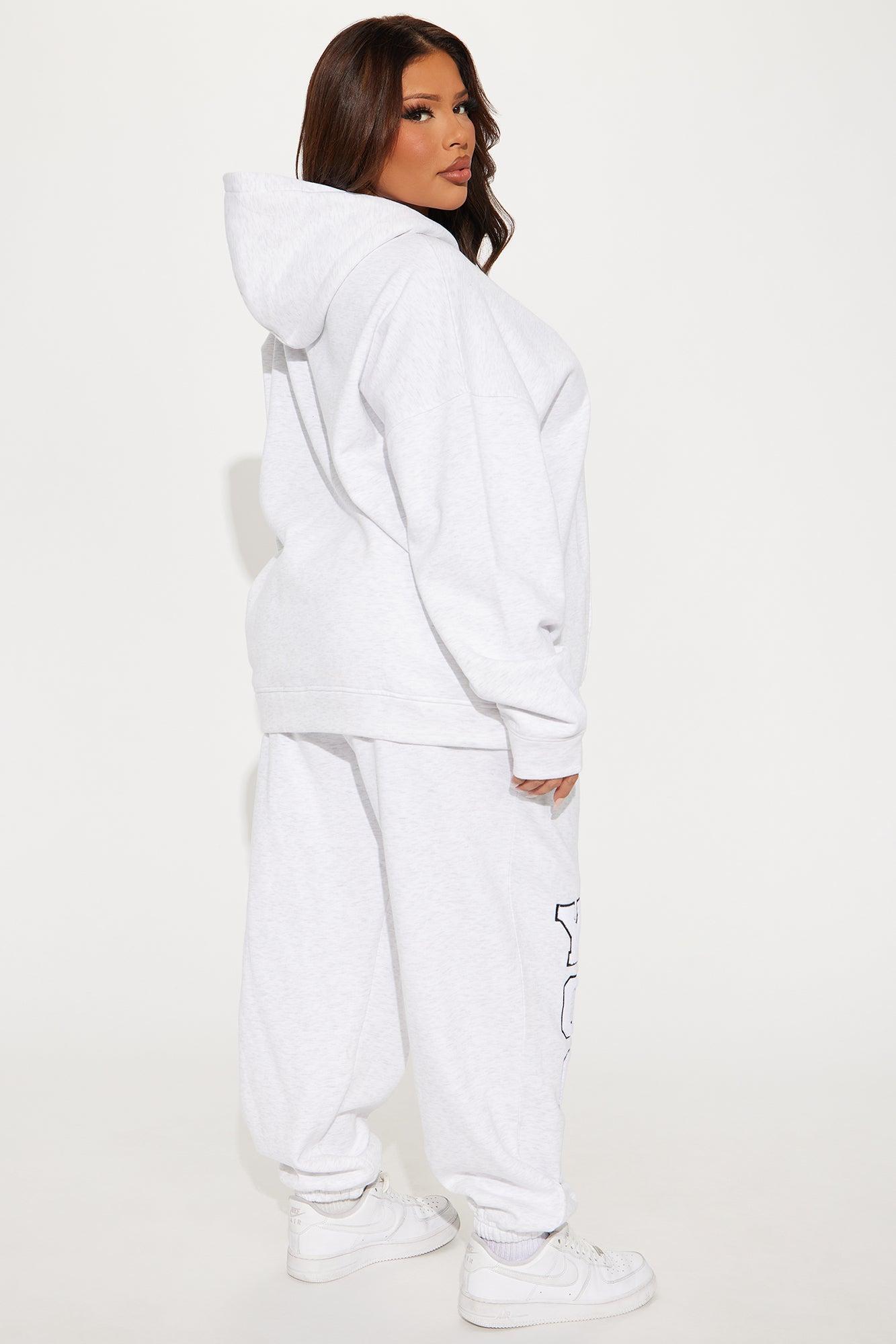 Yoga Fleece Sweatsuit Set - Heather Grey Product Image