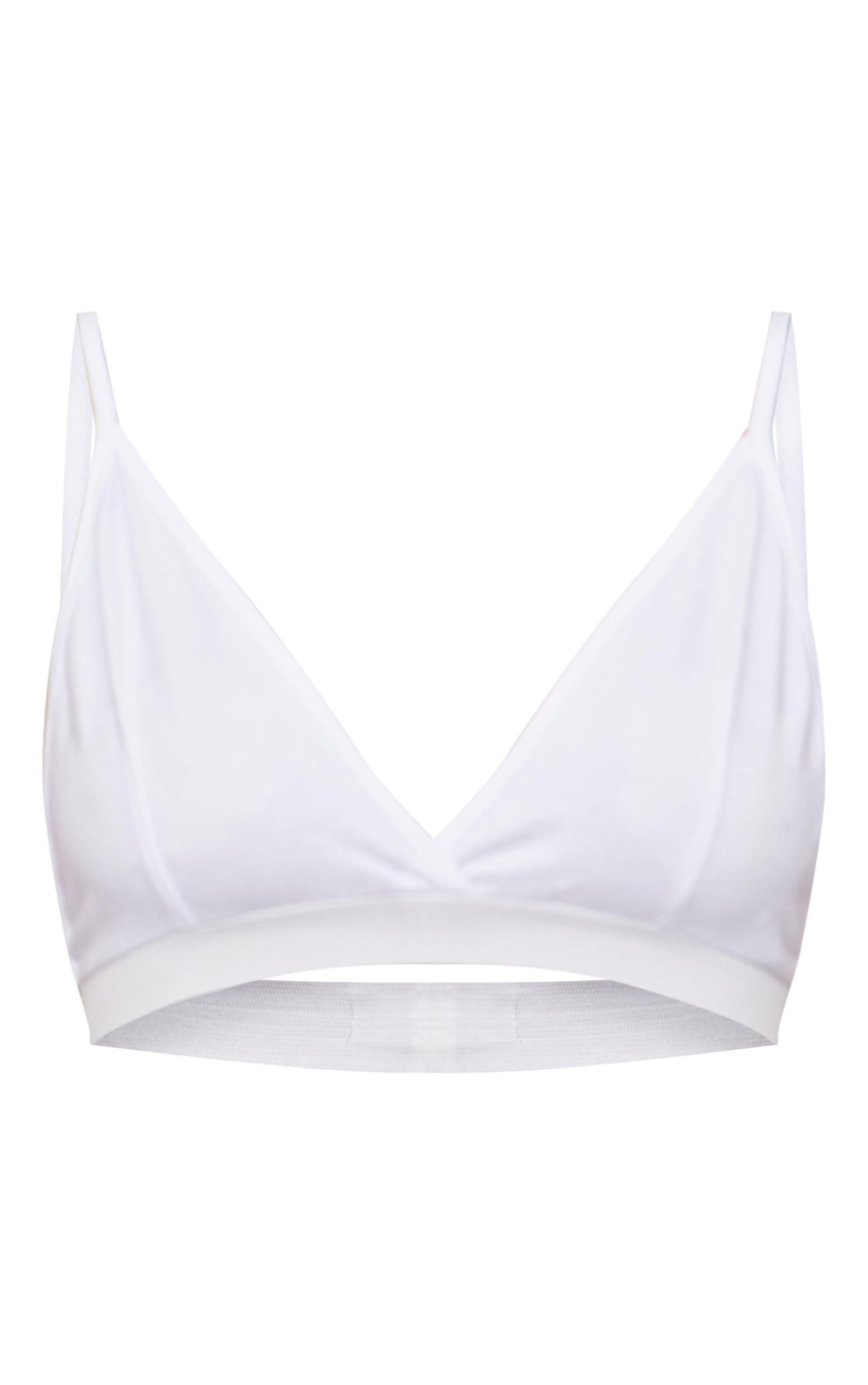 Basic White Cotton Blend Triangle Bralet Product Image