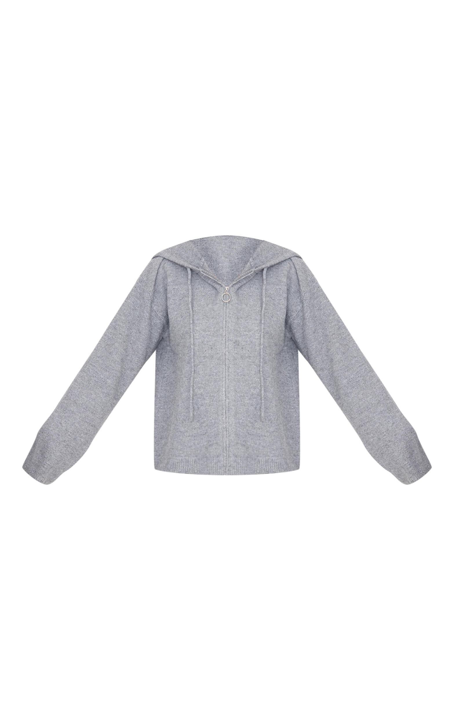 Tall Grey Knit Zip Up Hoodie Product Image