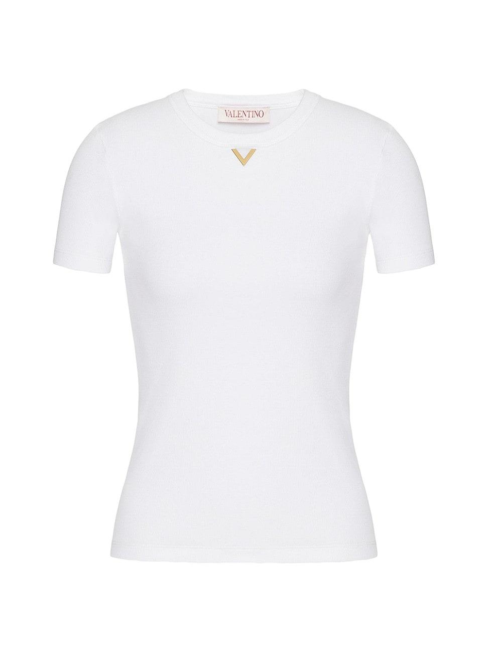 Womens Ribbed Cotton T-Shirt Product Image