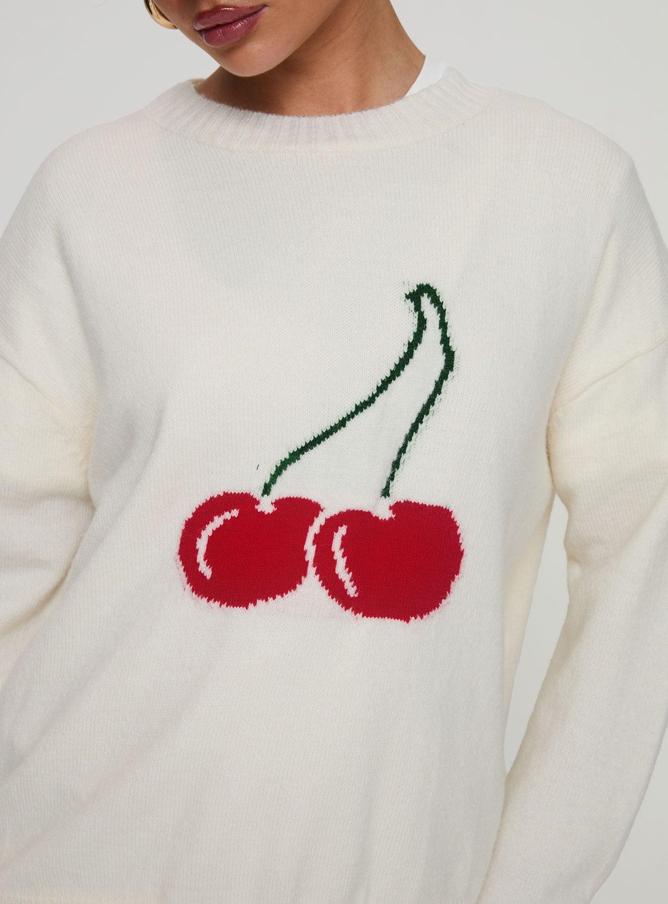Cherry Dreams Knit Jumper Cream Product Image