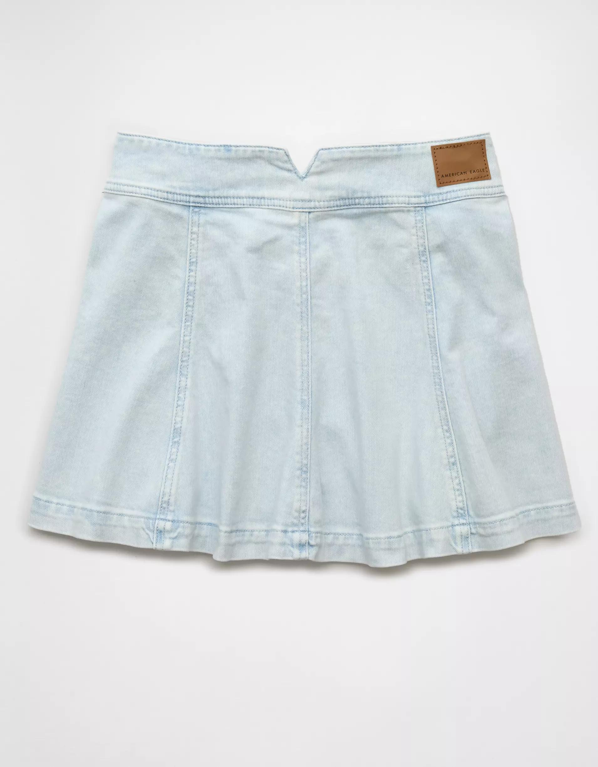 AE Stretch High-Waisted Denim A-Line Mini Skirt Product Image