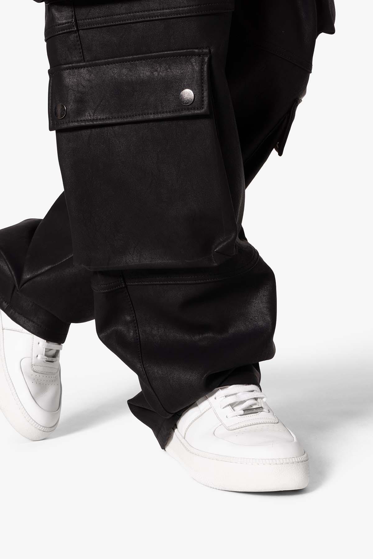 Ultra Baggy Leather Cargo Pants - Black Product Image
