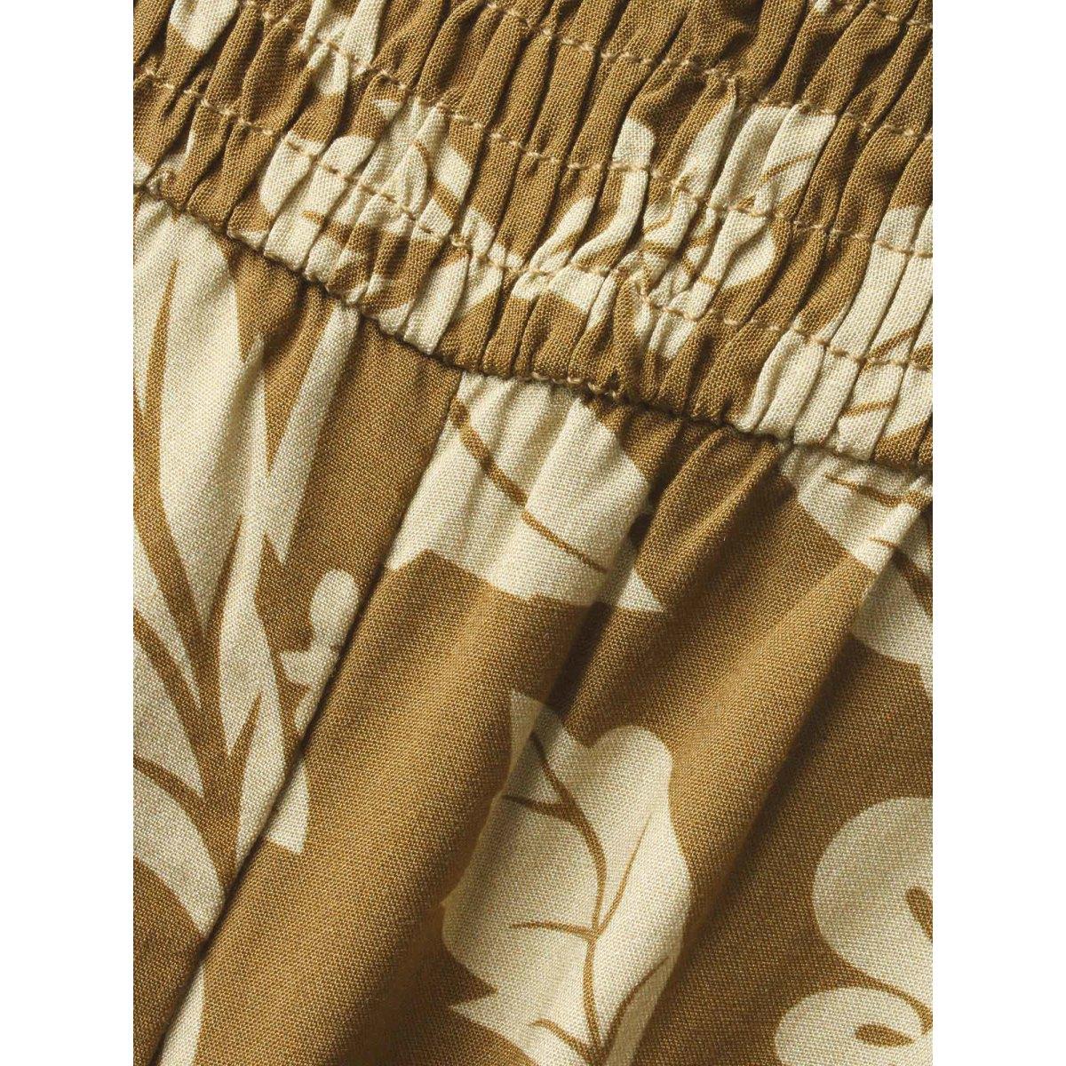 Plus Size Olive Vintage Flower Shirred Frill Trim Jumpsuit Women Elegant Sleeveless Non Everyday Loose Jumpsuits BloomChic 10/M Product Image