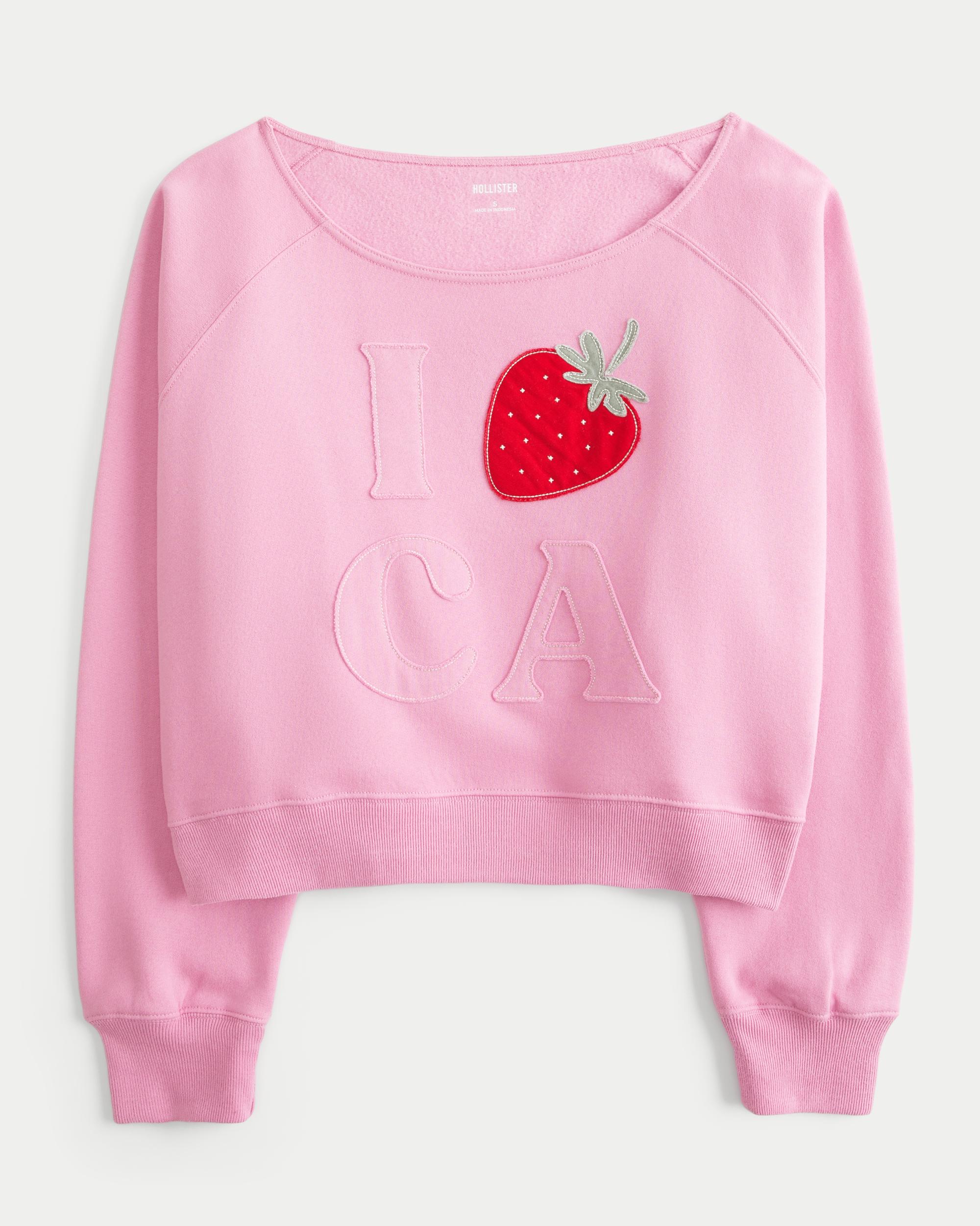 Easy Off-the-Shoulder California Graphic Crew Sweatshirt Product Image