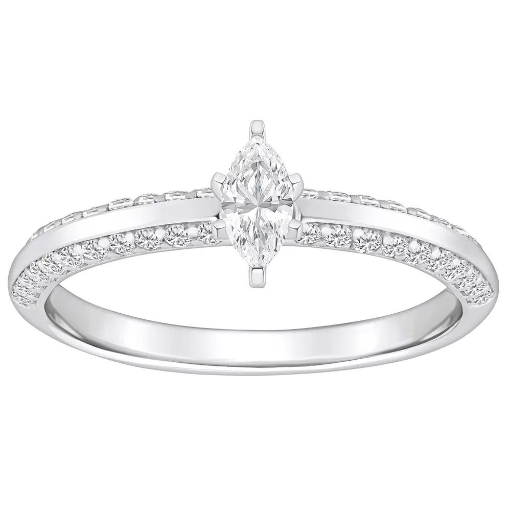 Alyson Layne 14k Gold 3/5 Carat T.W. Diamond Marquise Pave & Polished Band Engagement Ring, Women's, Size: 8.50, 14k White Gold Product Image