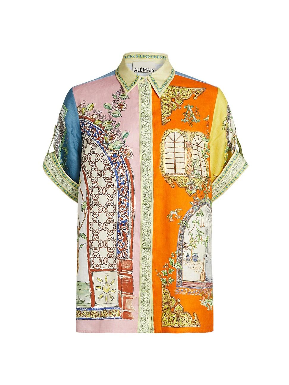 Womens Monte Printed Linen Shirt Product Image