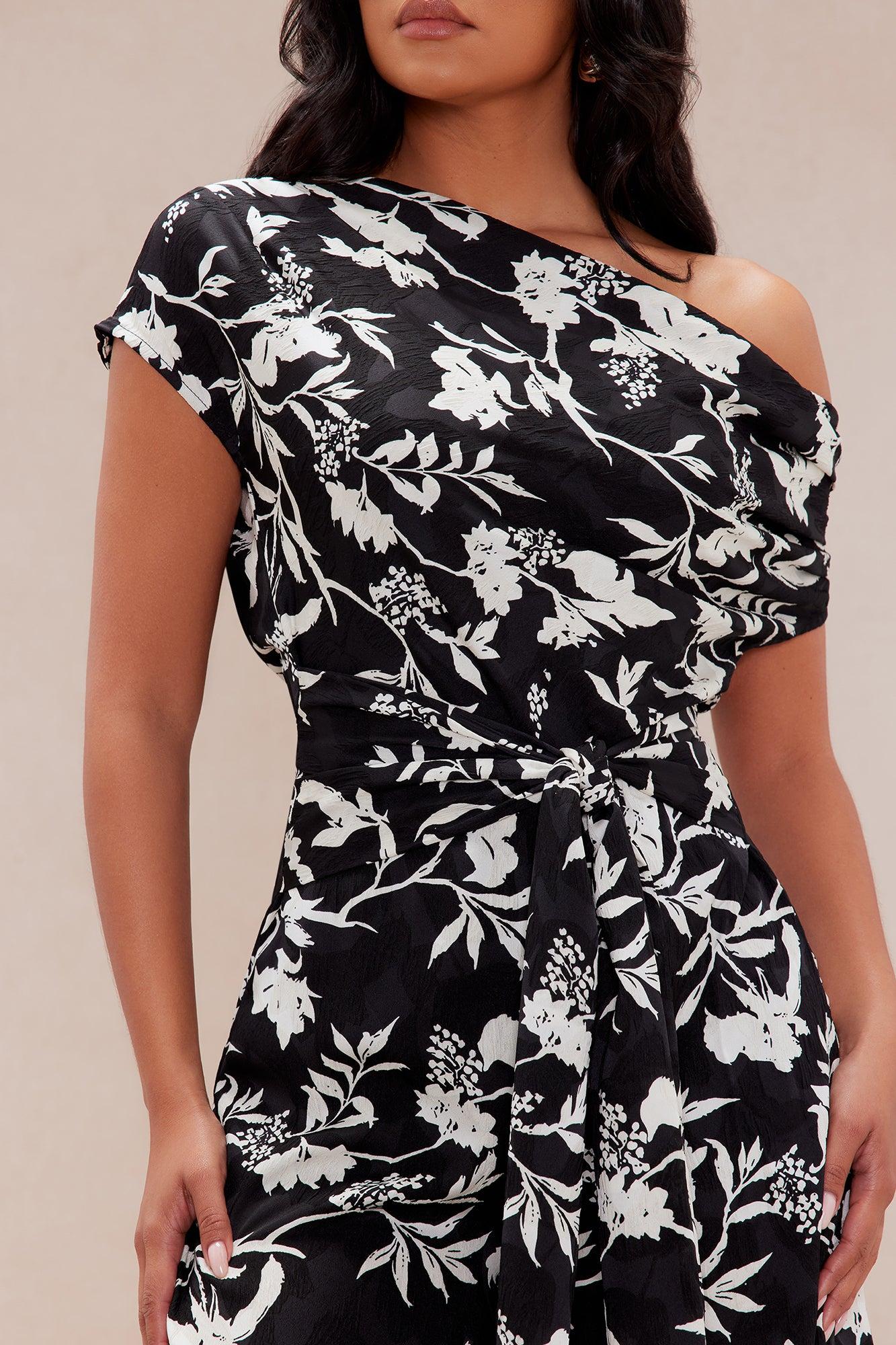 Clarissa Satin Wide Leg Jumpsuit - Black/combo Product Image