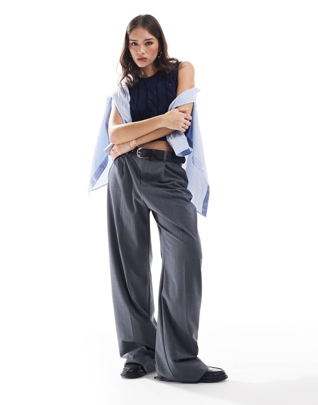 Polo Ralph Lauren cable knit sleeveless sweater with logo in navy Product Image