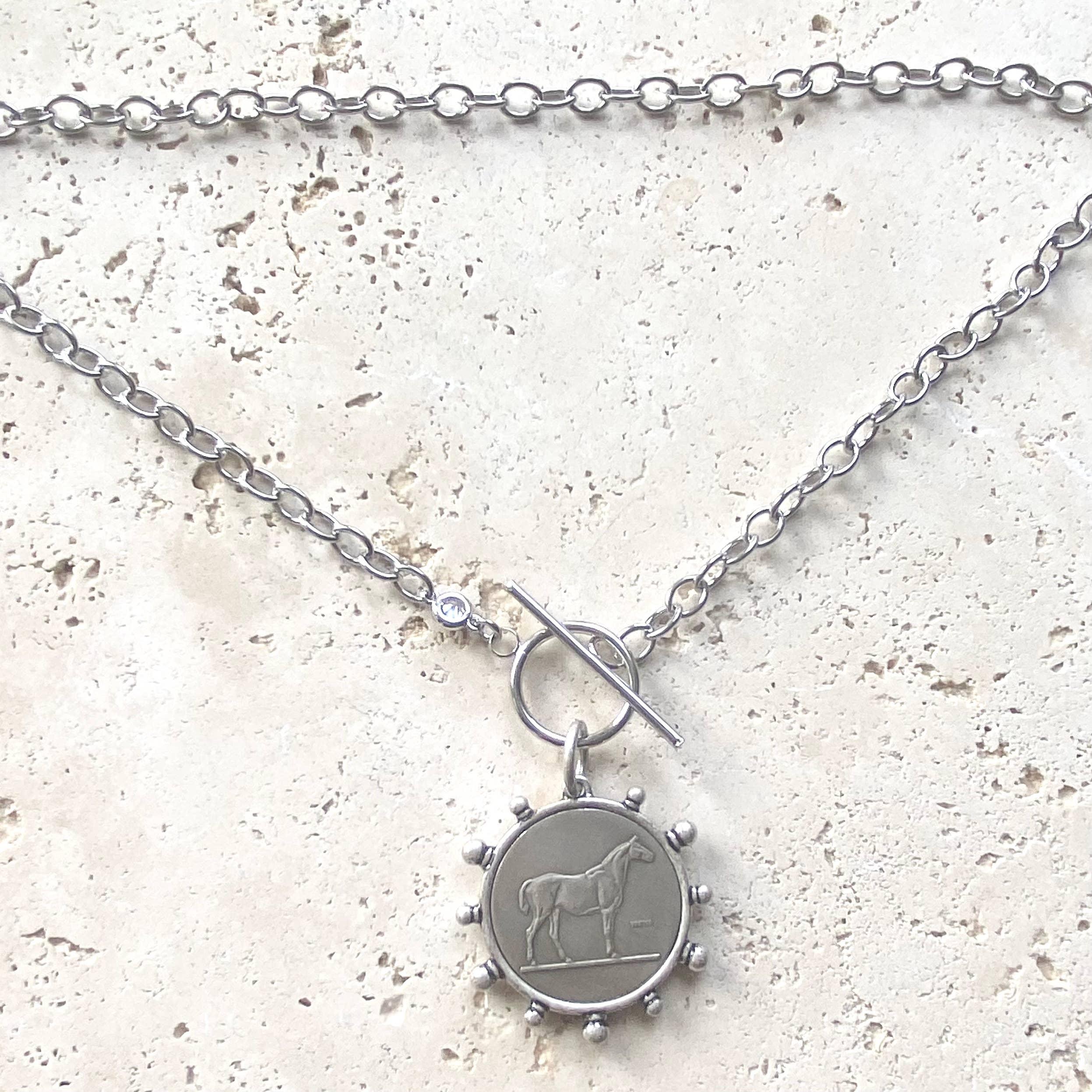 Horse Stainless Steel Chain Coin Necklace Product Image