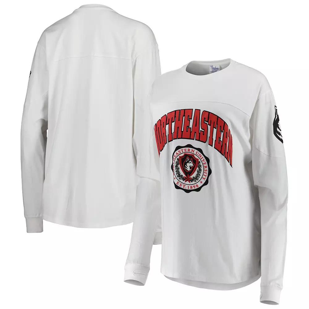 Women's Pressbox White Northeastern Huskies Edith Long Sleeve T-Shirt,  Product Image