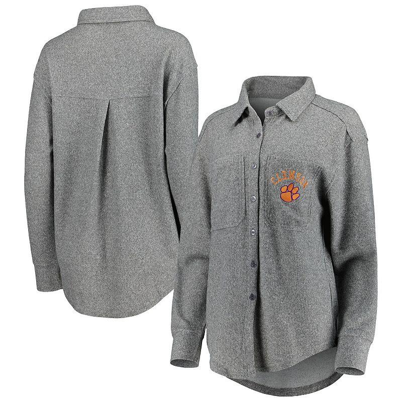 Women's Gameday Couture Gray Clemson Tigers Switch It Up Tri-Blend Button-Up Shacket,  Product Image