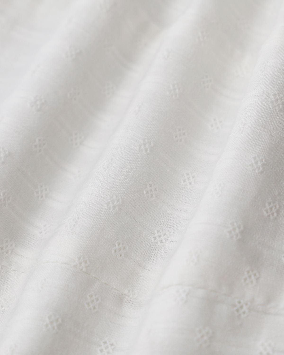 White Textured Scoop Neck Ruffle Blouse Product Image