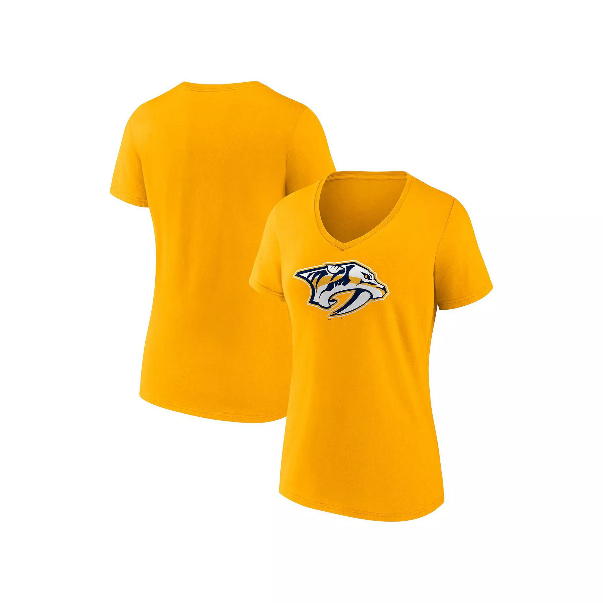 Women's Fanatics Gold Nashville Predators Primary Logo Team V-Neck T-Shirt,  Product Image