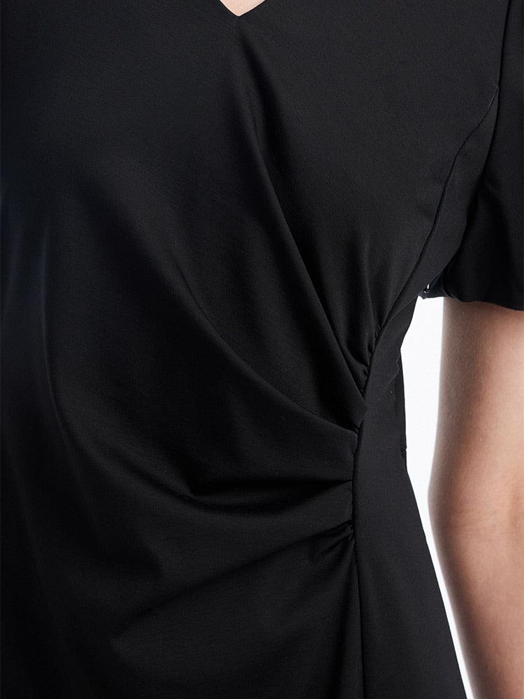 Ruched Mermaid V-Neck Midi Dress Product Image