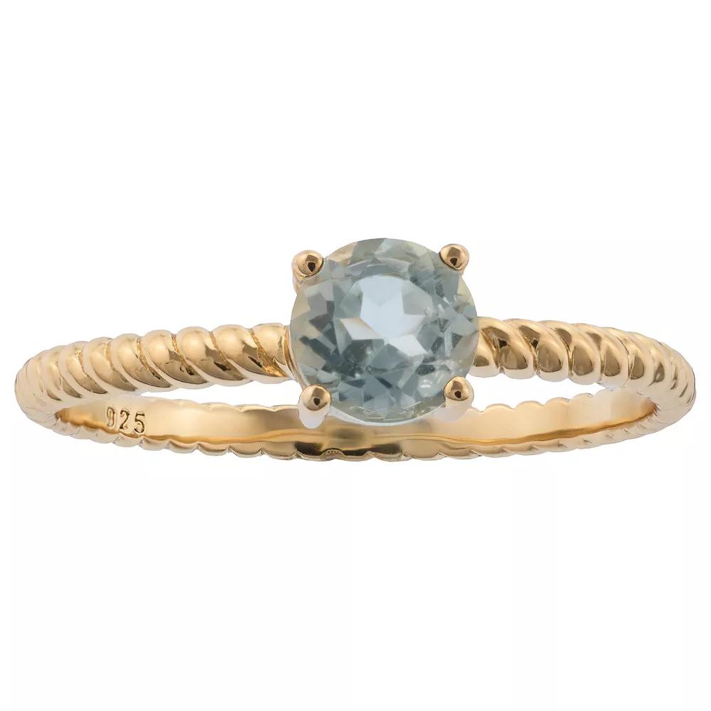 Gemistry 14k Gold Round Cut Blue Topaz Ring, Women's, Size: 8 Product Image