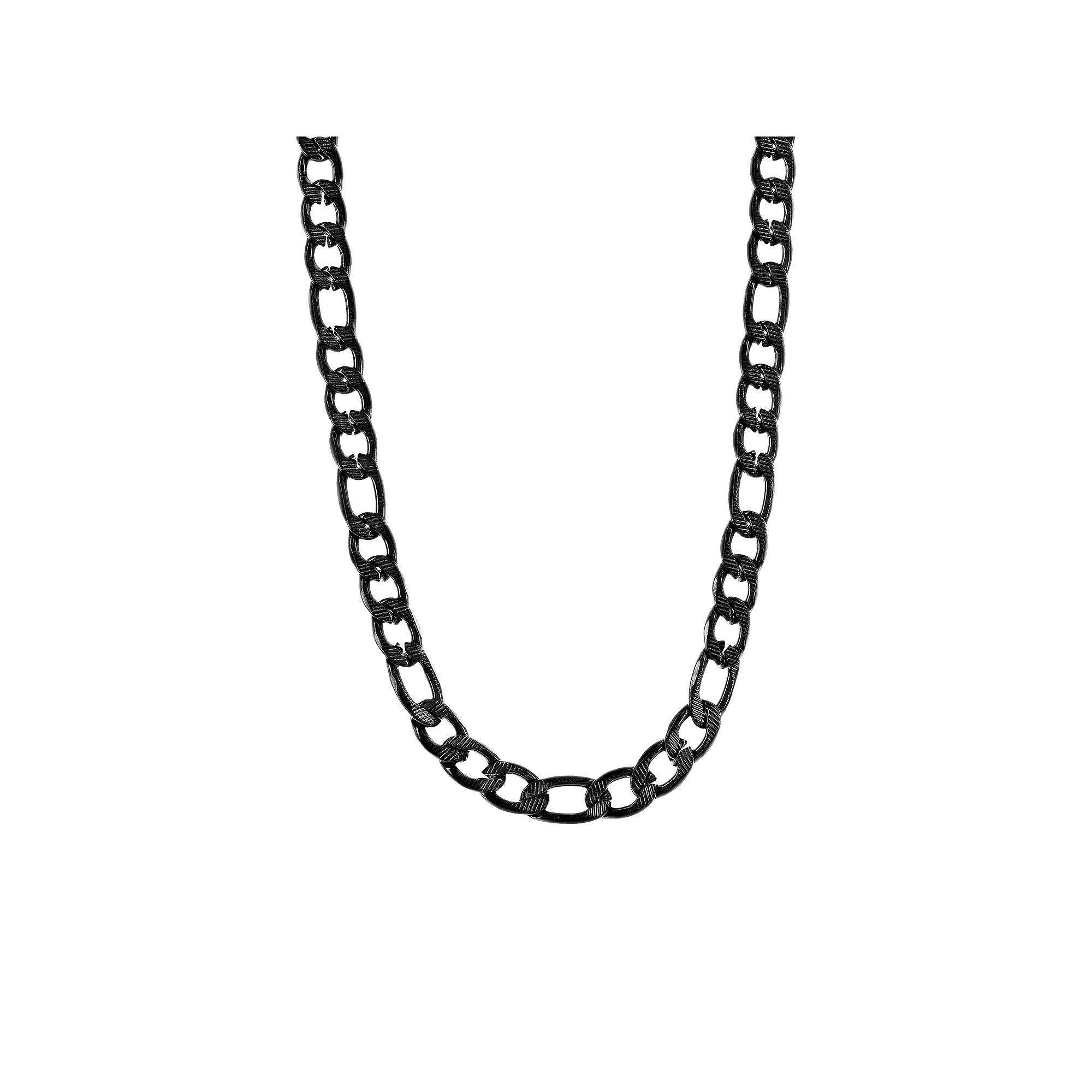 Metallo Men's Stainless Steel Textured Chain Necklace, Size: 24", Black Product Image