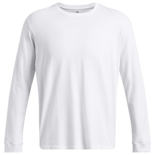 Under Armour Mens Under Armour Icon Charged Cotton Long Sleeve - Mens White/Halo Gray Product Image