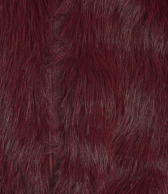 Stoosh Faux Fur Zip Front Long Hair Jacket Product Image