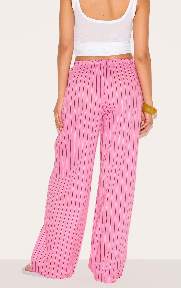 Petite Pink Pinstripe Woven Drawstring Waist Pants Product Image