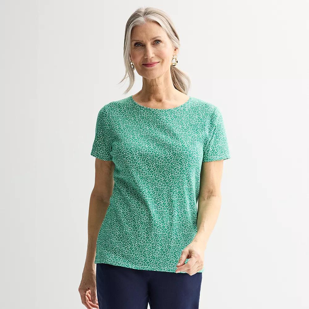 Women's Croft & Barrow® Essential Crewneck Tee, Size: Medium, Green Mini Garden Product Image