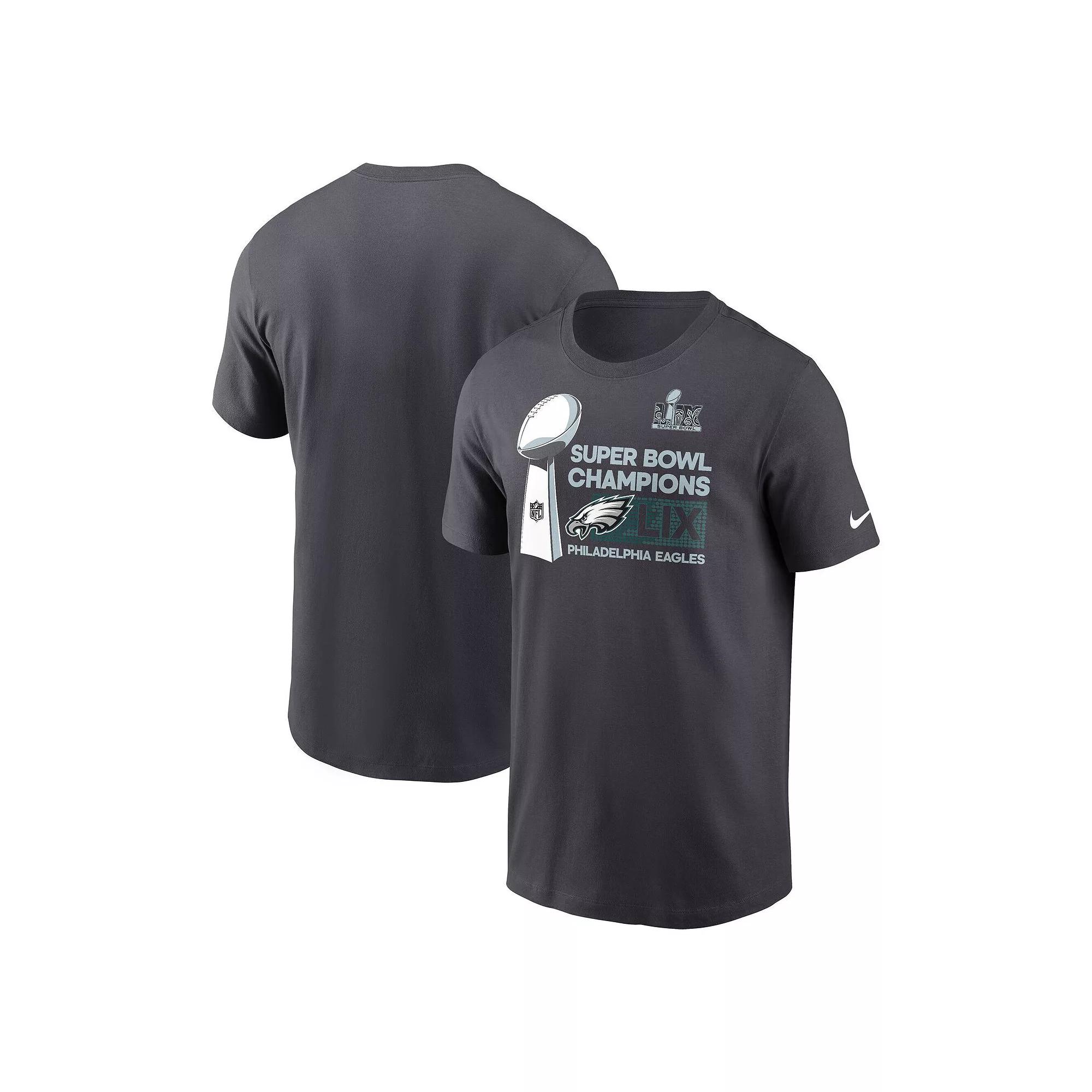 Men's Nike Anthracite Philadelphia Eagles Super Bowl LIX Champions Tall Locker Room Trophy Collection T-Shirt, Size: XLT, Grey Product Image