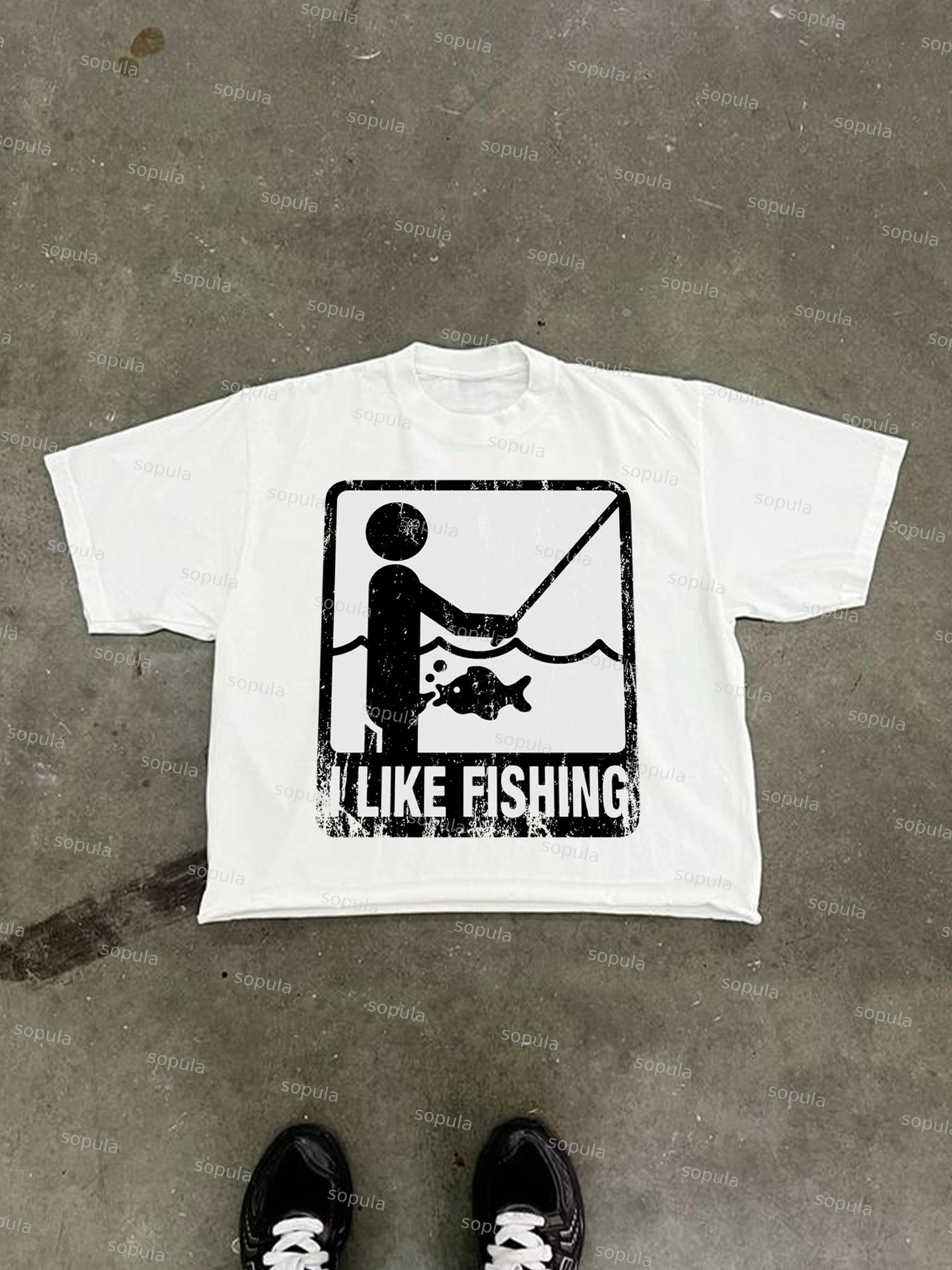 I Like Fishing Vacation Spoof Vintage Graphic Cropped T-shirt Product Image