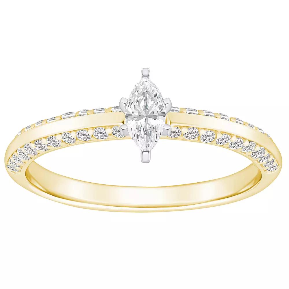 Alyson Layne 14k Gold 3/5 Carat T.W. Diamond Marquise Pave & Polished Band Engagement Ring, Women's, Size: 8.50, 14k White Gold Product Image