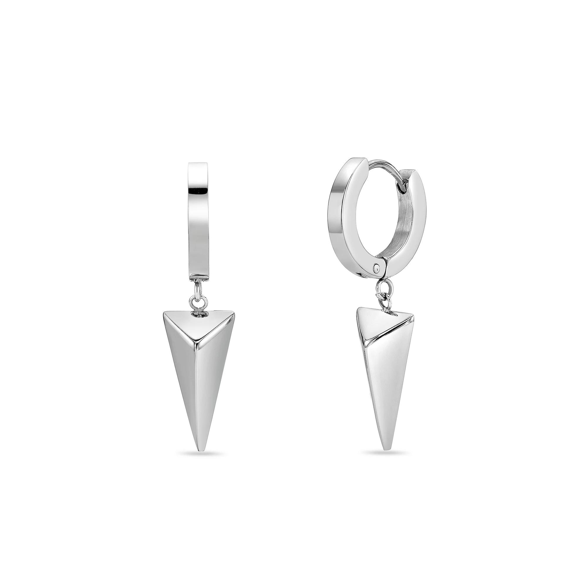 Men's LYNX Stainless Steel Pyramid Hoop Earrings Product Image