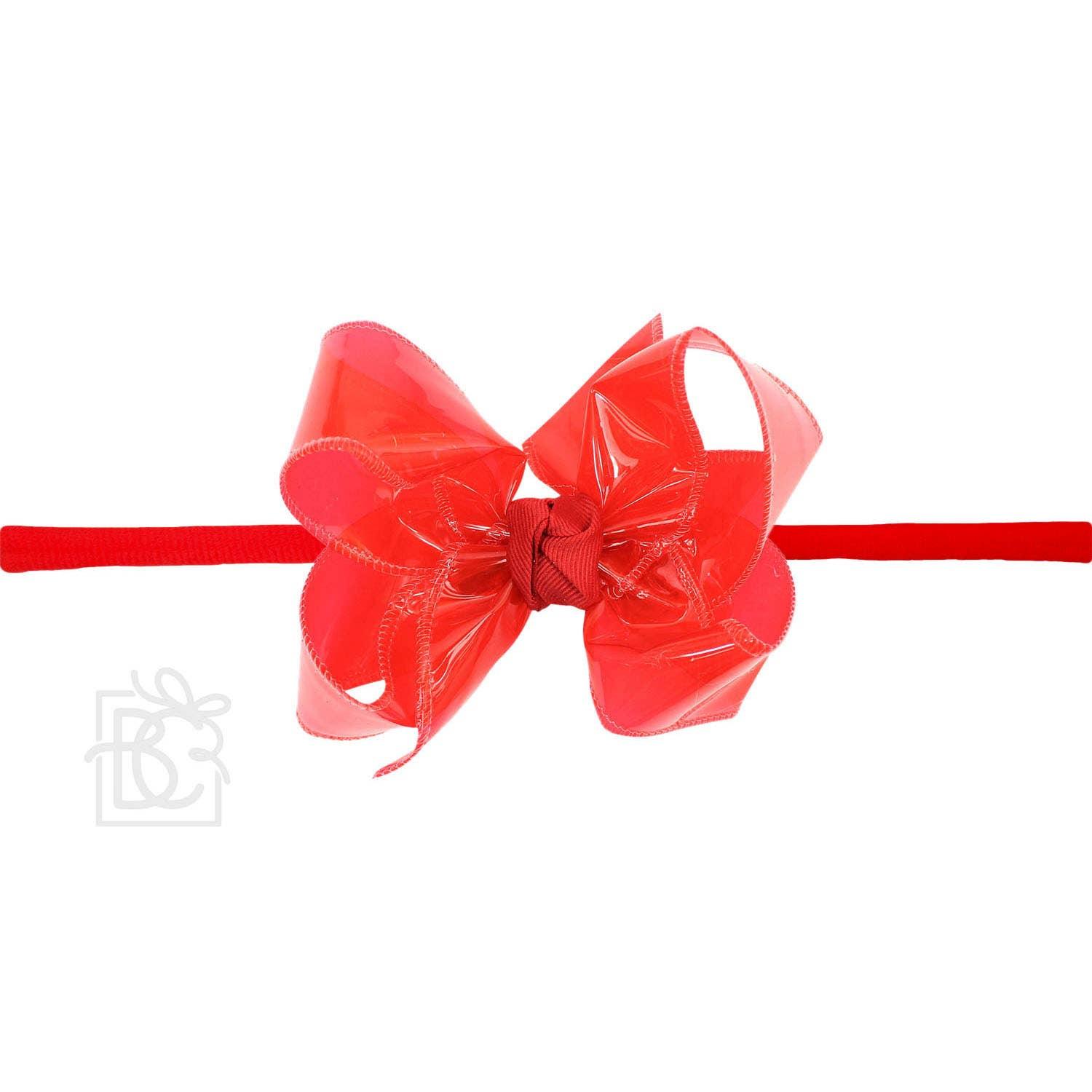 1/4" PANTYHOSE HEADBAND W/WATERPROOF BOW: 5.5" Huge - 2.5" Ribbon / AQUA Product Image