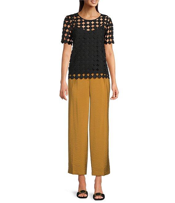 Anne Klein Chemical Lace Crew Neck Short Sleeve Top Product Image