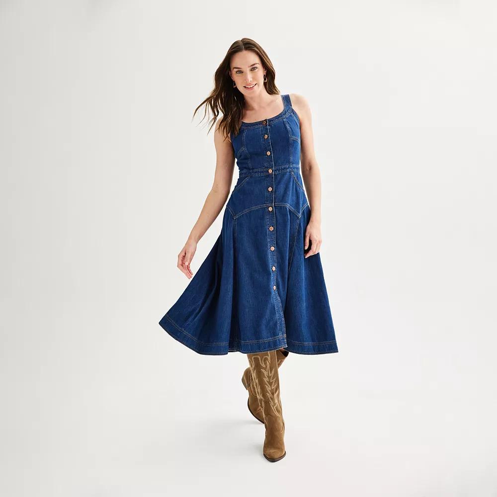 Women's Sonoma Goods For Life® Denim Tank Dress, Size: 6 Regular, Dark Blue Product Image