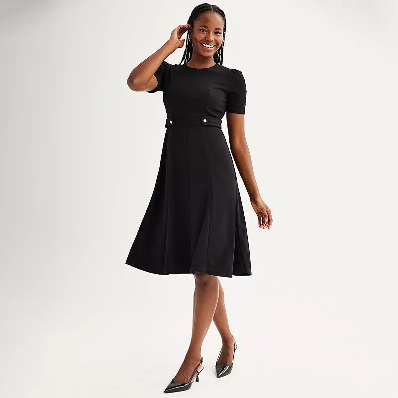 Women's London Times Solid Side Tab Fit & Flare Dress,  Product Image