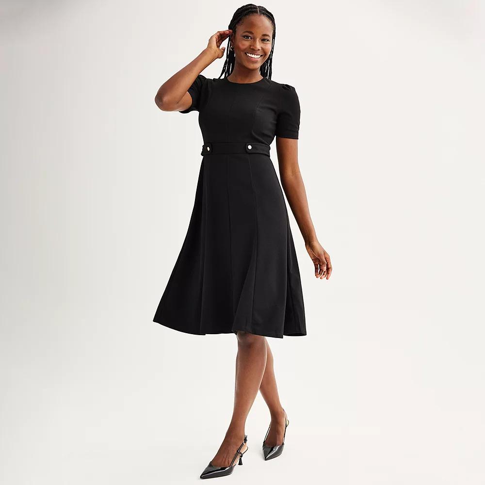 Women's London Times Solid Side Tab Fit & Flare Dress,  Product Image
