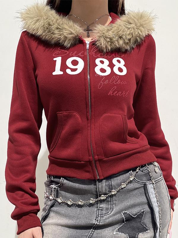 Digital Print Fur Oversized Hoodie Product Image
