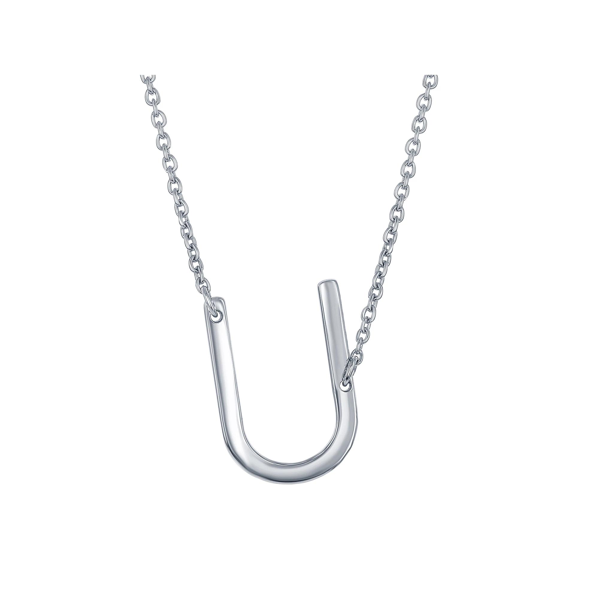 Sterling Silver Sideways Initial Necklace, Womens Sterling B Product Image