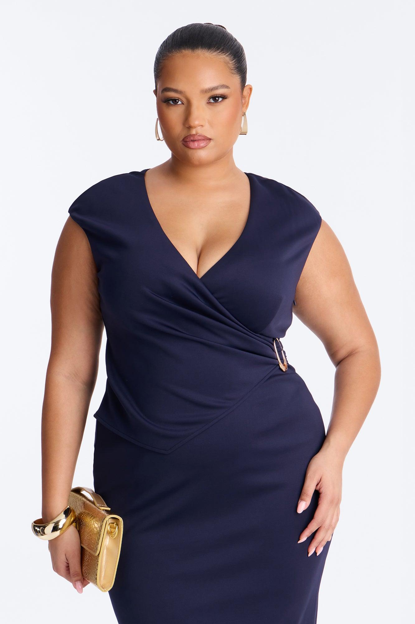 Irena Wrap Midi Dress - Navy Female Product Image