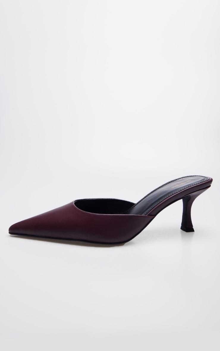 Burgundy PU Point Toe Mid Heeled Mules Product Image