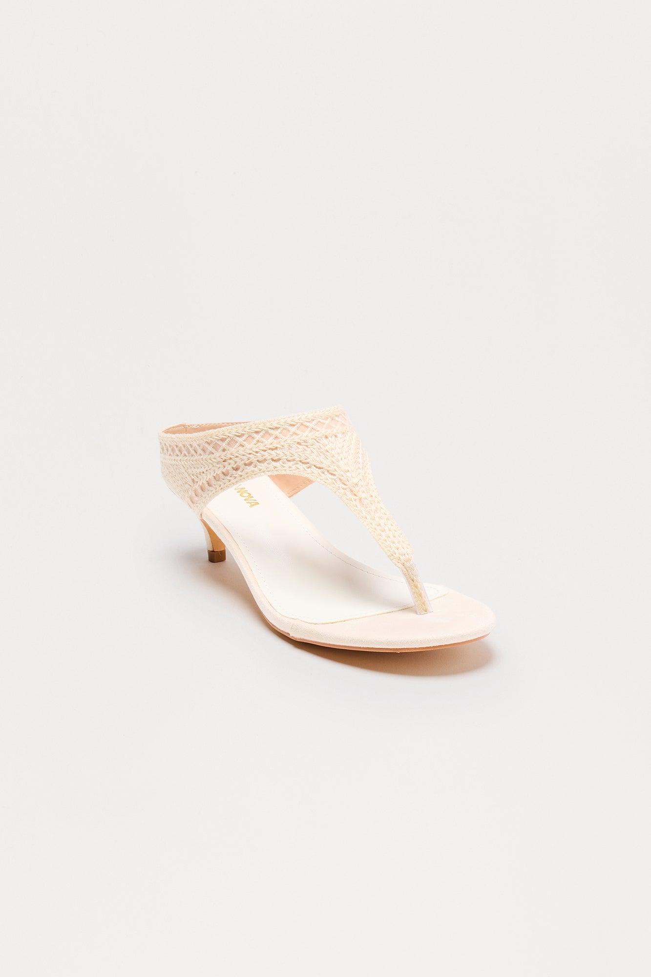Grove Crochet Thong Kitten Heels - Ivory Female Product Image