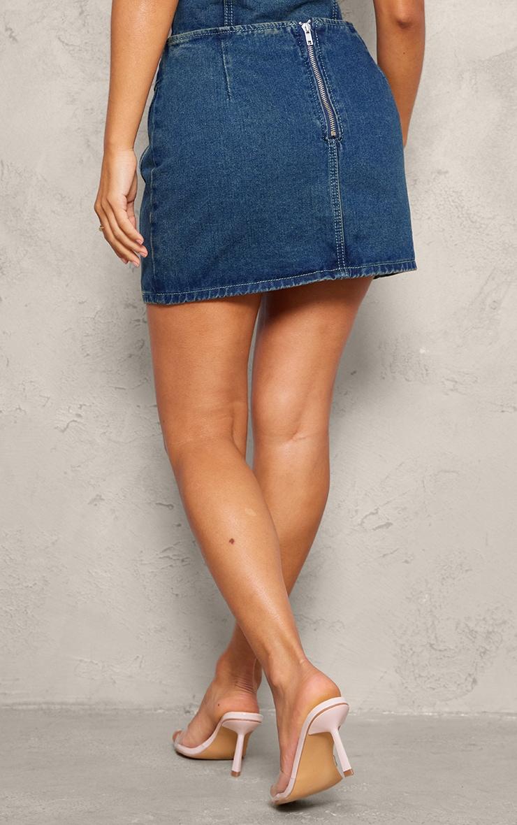 Petite Indigo Vintage Wash Denim Fold Over Mini Skirt Product Image